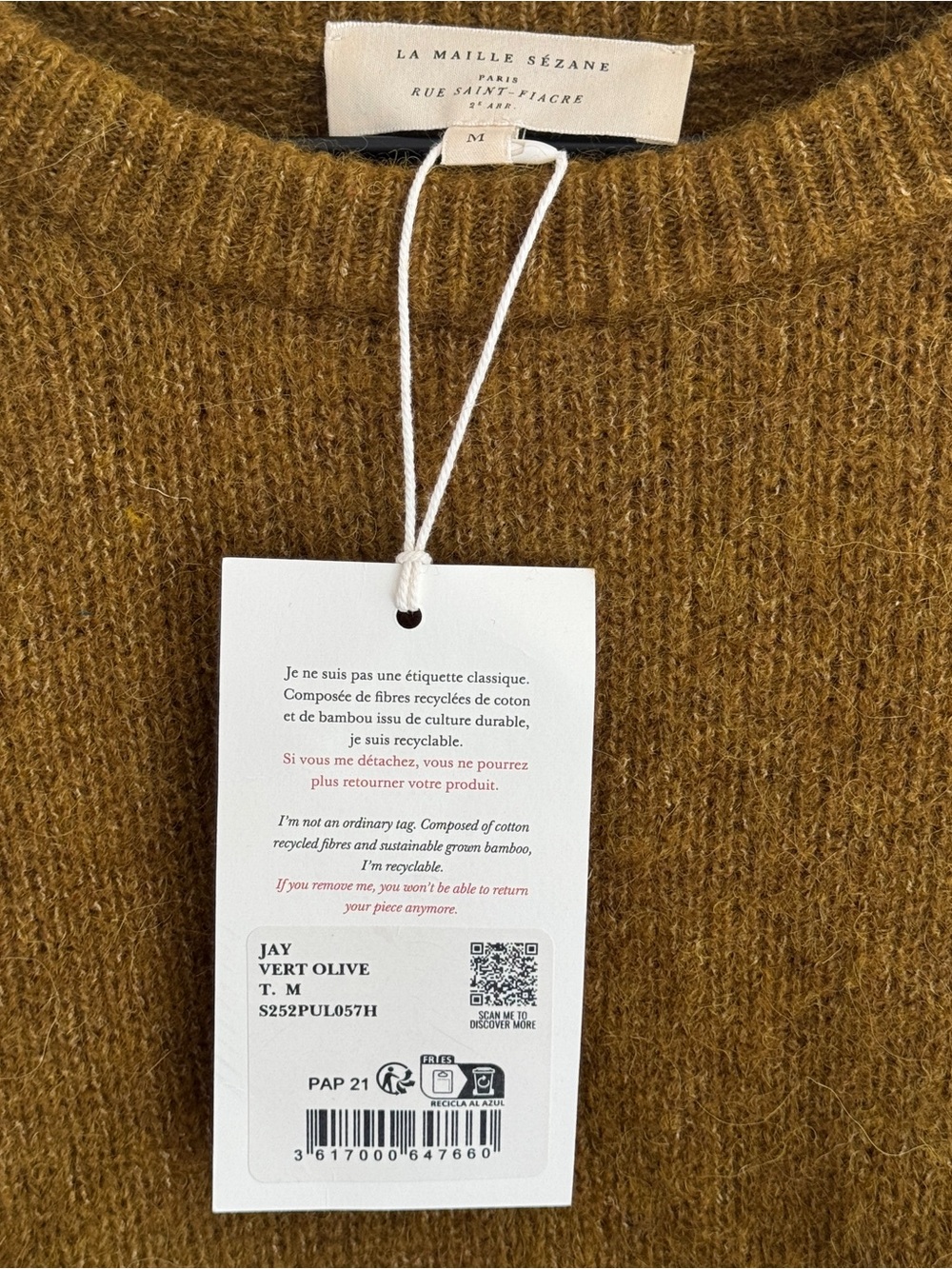 Sézane Jay Jumper - Olive Green Sweater - Picture 2 of 6